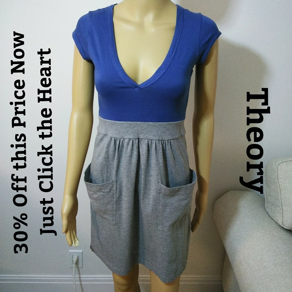 Theory V Neck Cotton Dress Sz PT‎